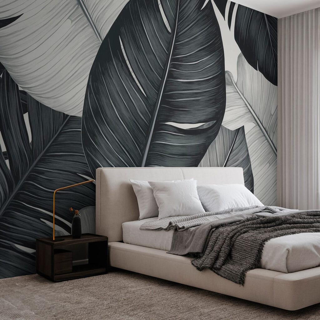 Textured leaves in monochrome hues