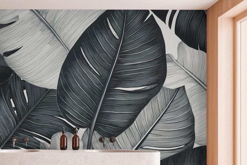 Textured leaves in monochrome hues