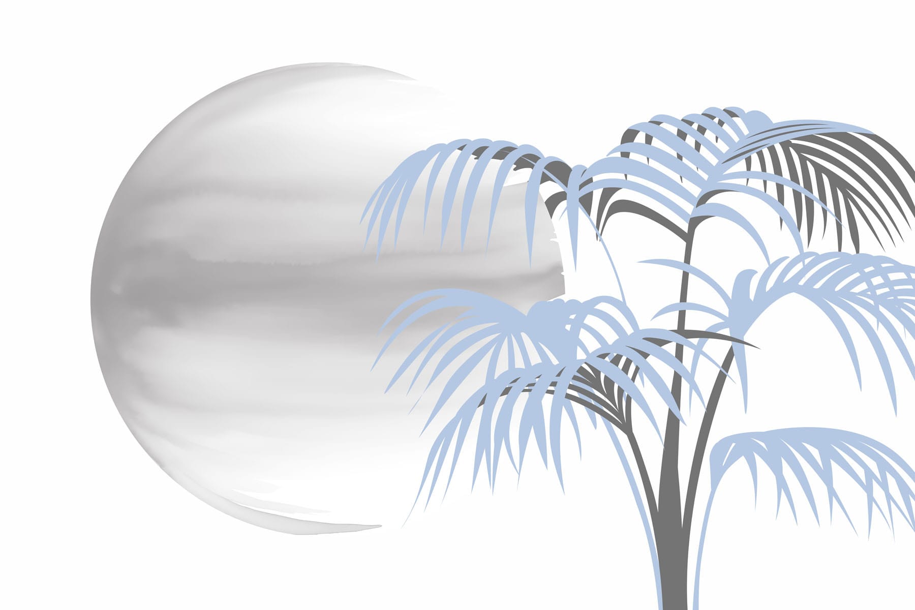 Tree with leaves and a round white circle