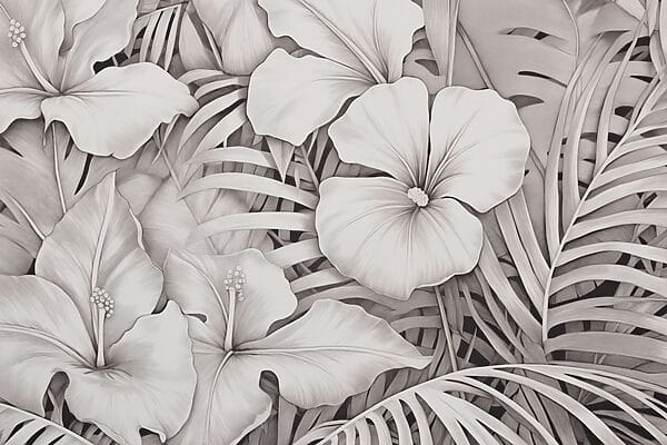 Floral patterns in monochrome tones Floral patterns in monochrome tones