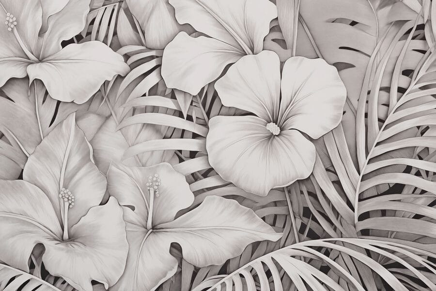 Floral patterns in monochrome tones Floral patterns in monochrome tones