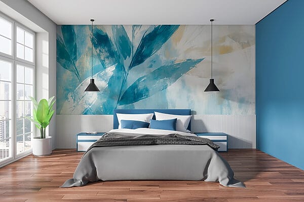 Wall murals Wall murals Painting of leaves on a white background (SKU: w03109)