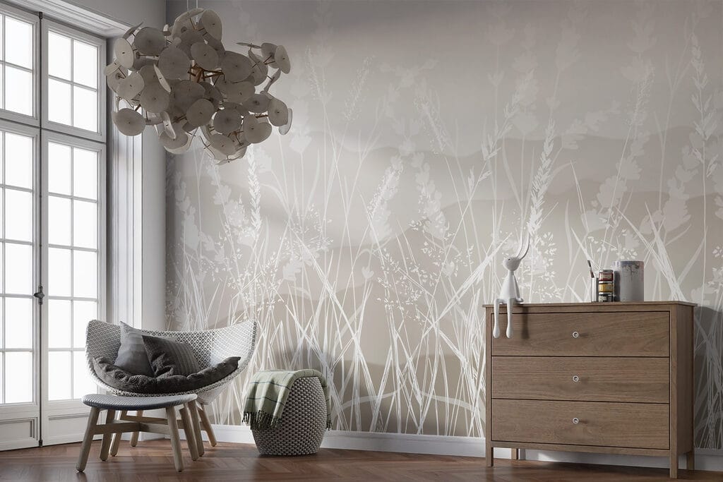 Field of grass with a mountain in the background