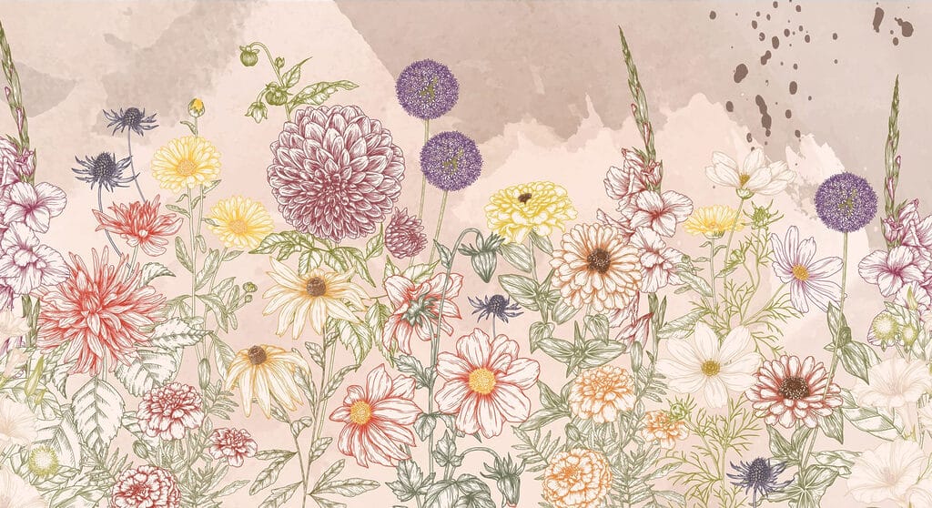 Group of flowers on a beige background Group of flowers on a beige background