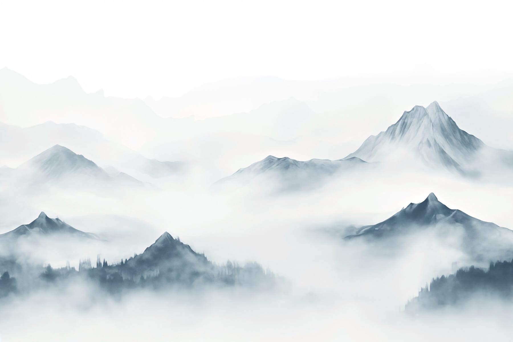 Foggy mountain range