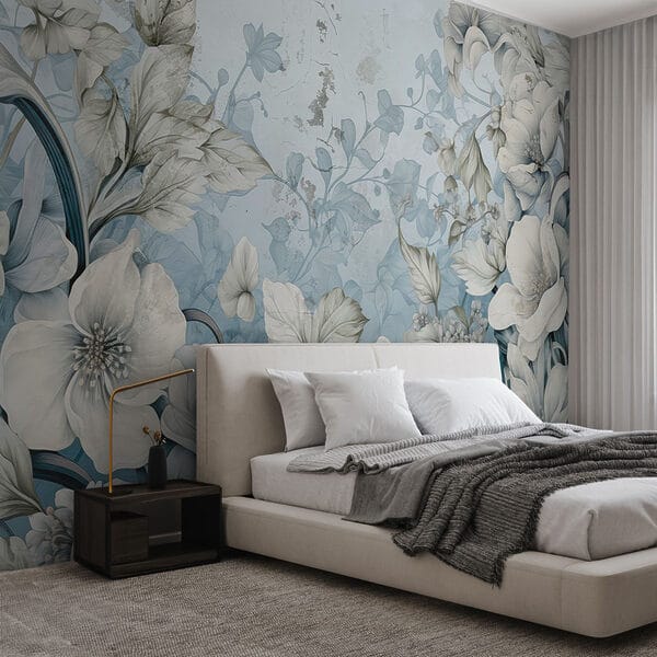 Wall murals Wallpaper with flowers and leaves (SKU: w03191) Wall murals Wall murals Wallpaper with flowers and leaves (SKU: w03191)