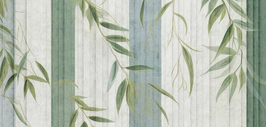 Wall murals Wallpaper with leaves on it - Image 4