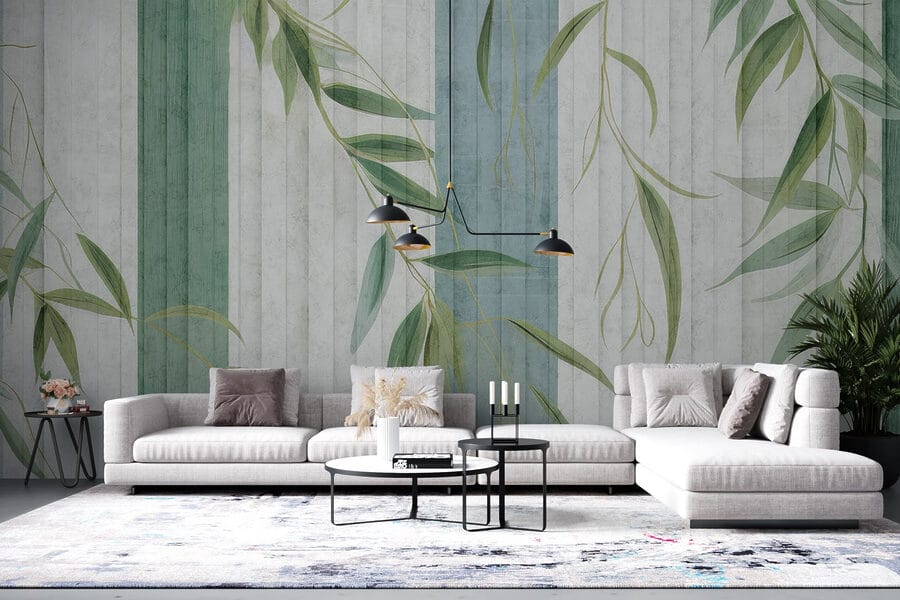 Wall murals Wallpaper with leaves on it - Image 2