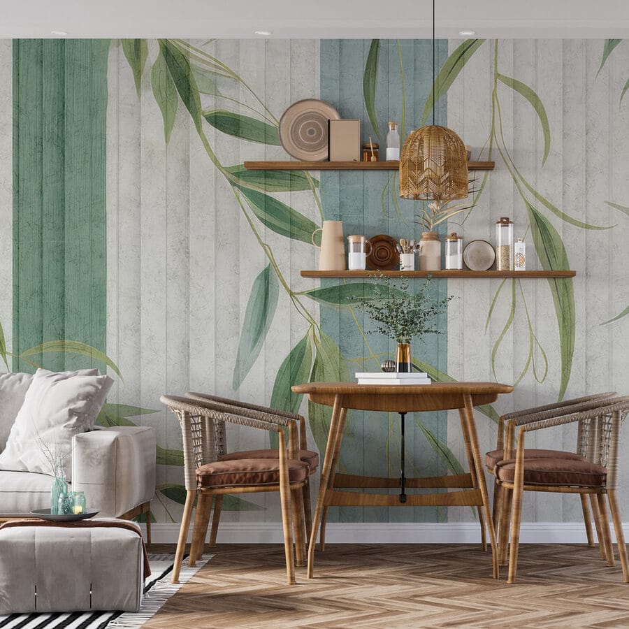 Wall murals Wallpaper with leaves on it - Image 3