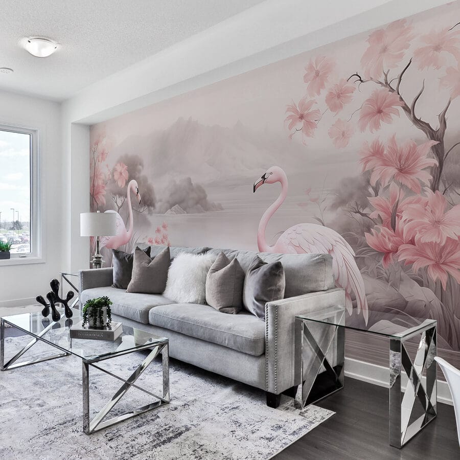 Wall murals Flamingos in a lake - Image 2