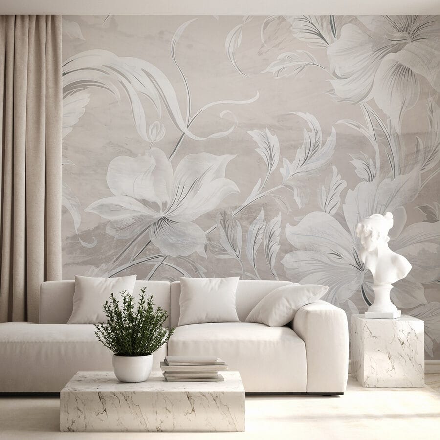 White and grey floral pattern