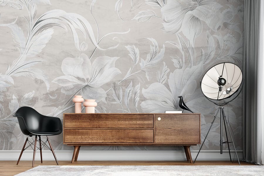 White and grey floral pattern