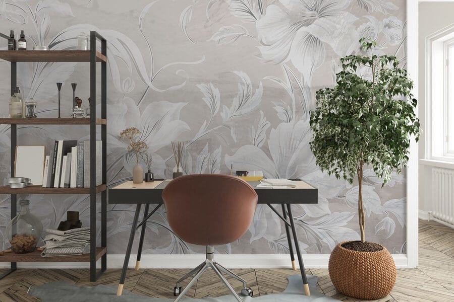White and grey floral pattern