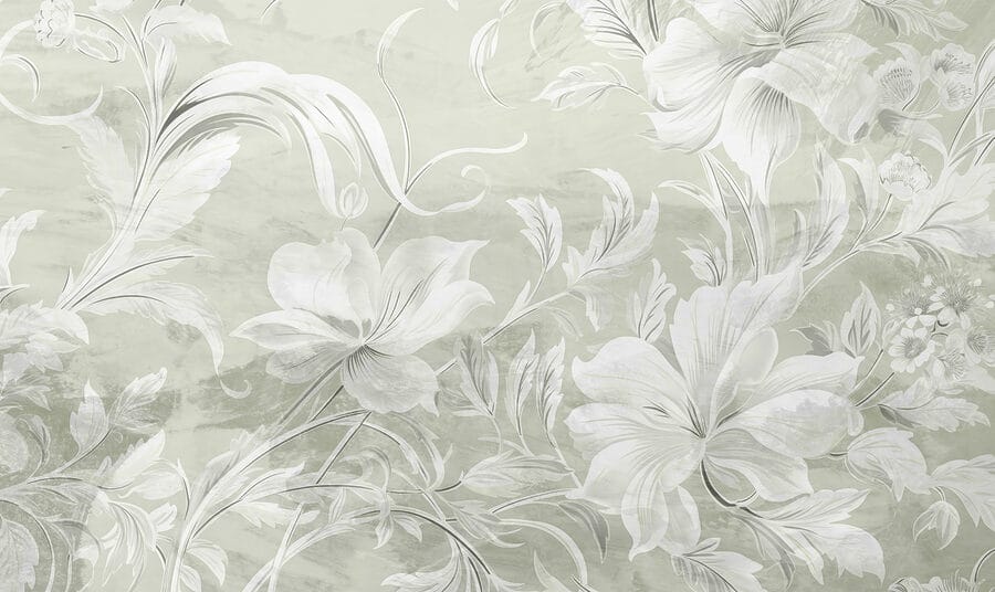 White floral pattern on a wall