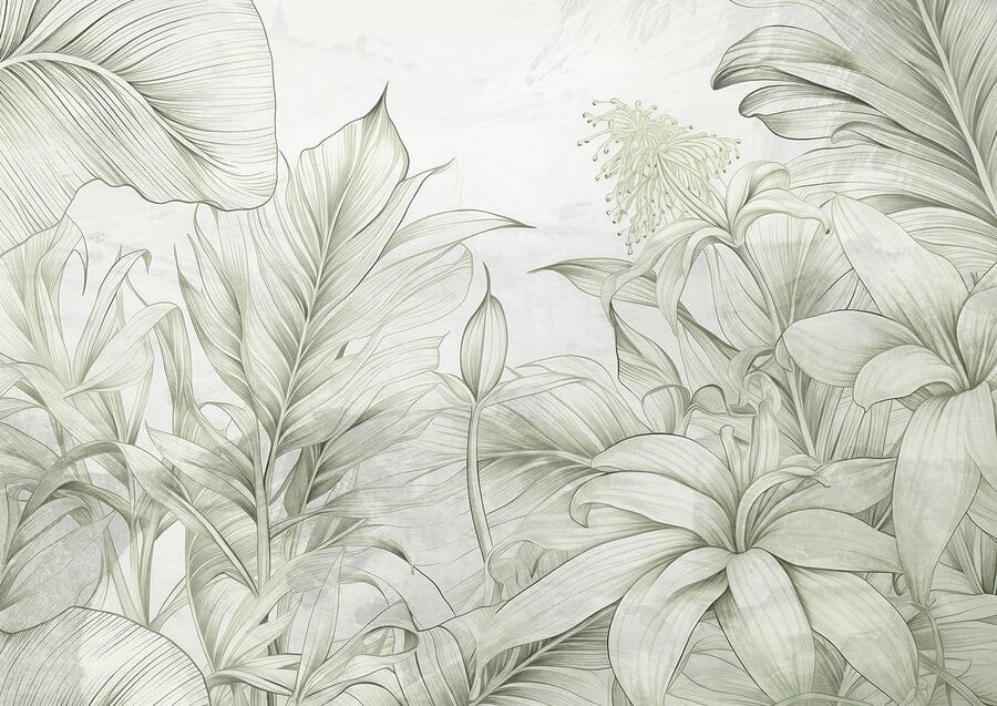 Soft greens in delicate botanical design Soft greens in delicate botanical design