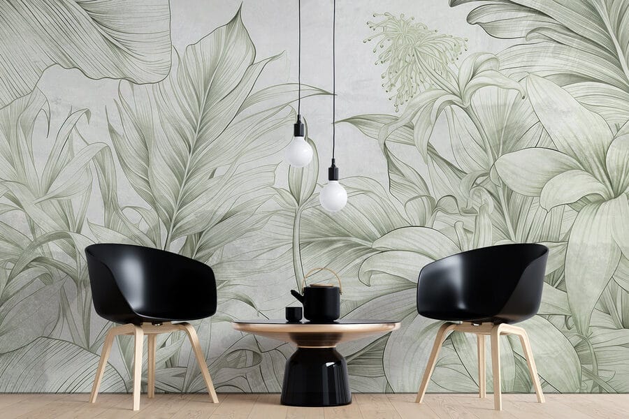Soft greens in delicate botanical design Soft greens in delicate botanical design