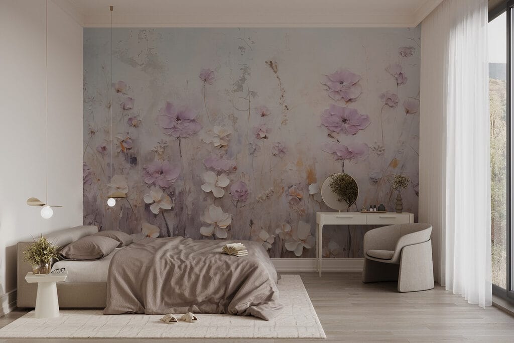 Painting of flowers on a wall
