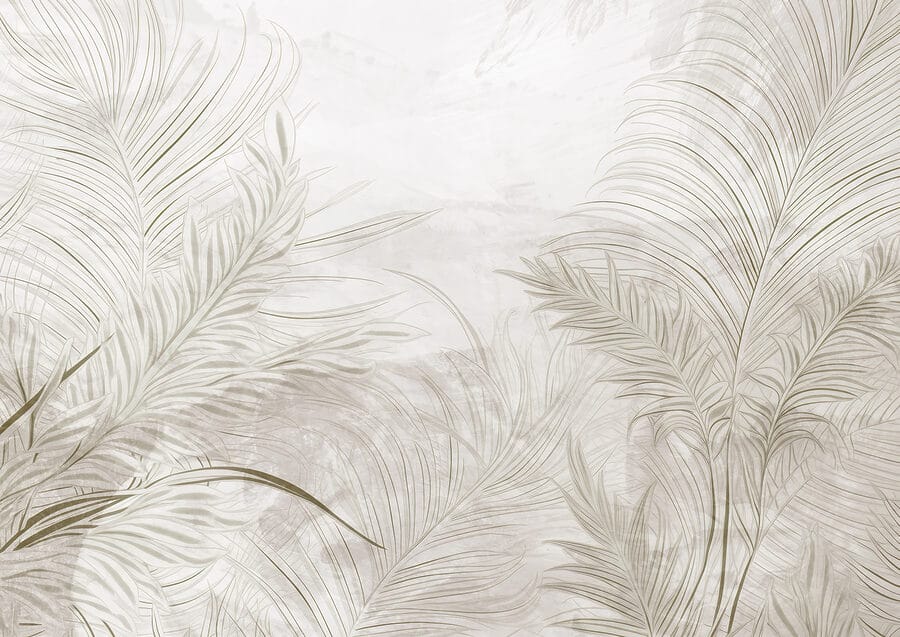 Wall murals White background with leaves - Image 4