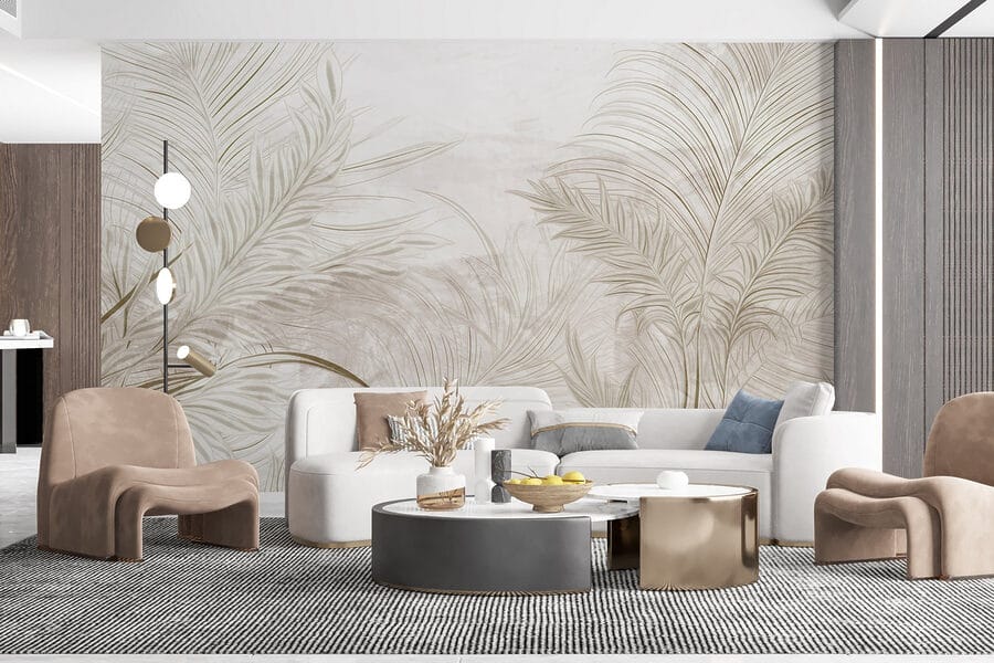 Wall murals White background with leaves