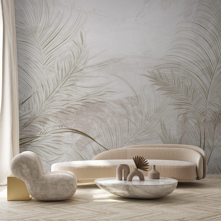 Wall murals White background with leaves - Image 2