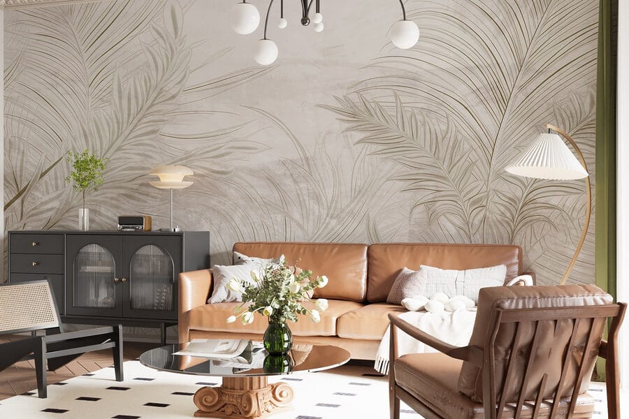 Wall murals White background with leaves - Image 3