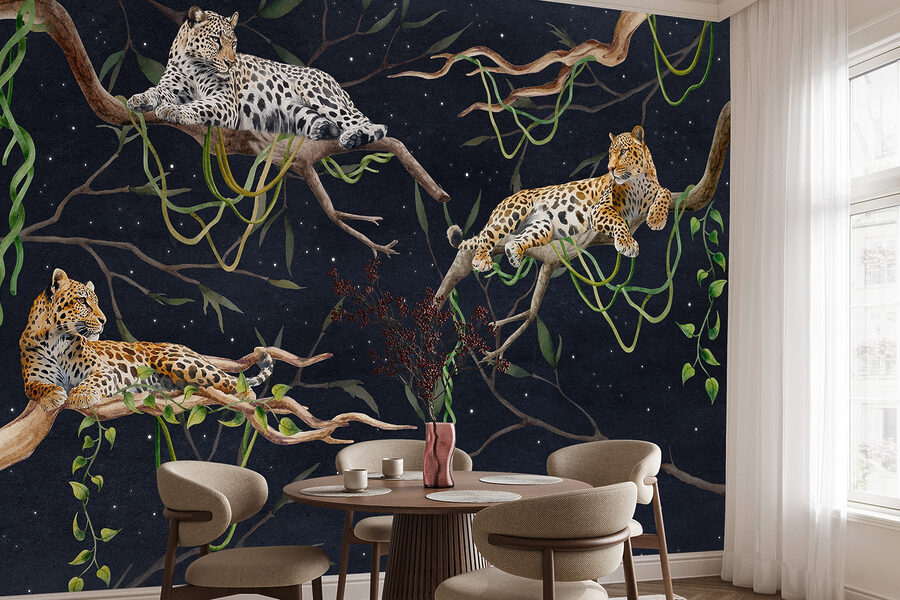 Wall murals Group of leopards lying on branches - Image 3
