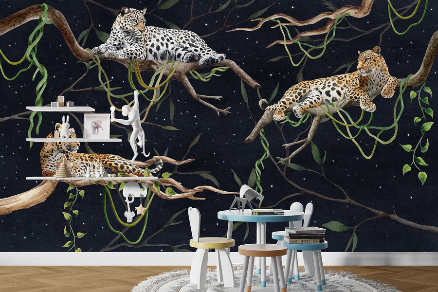 Wall murals Group of leopards lying on branches - Image 5