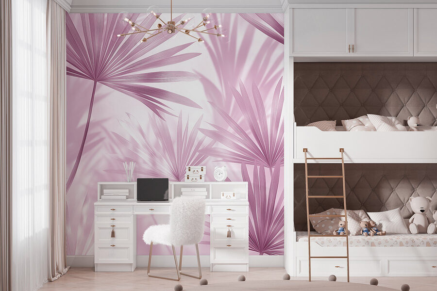 Wall murals Soft pastel leaves creating gentle shadows. - Image 2
