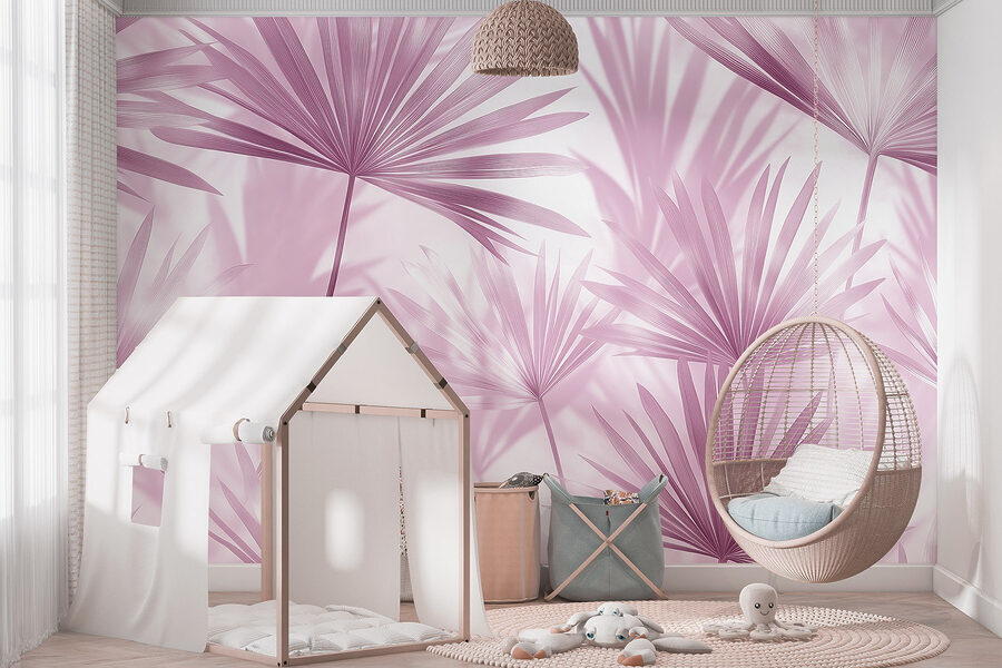Wall murals Soft pastel leaves creating gentle shadows. - Image 4