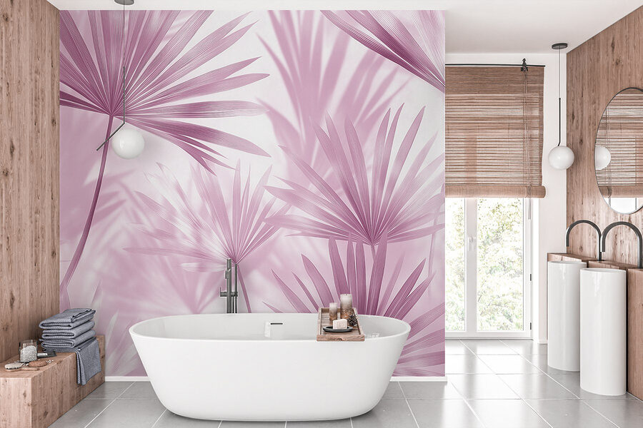 Wall murals Soft pastel leaves creating gentle shadows. - Image 5