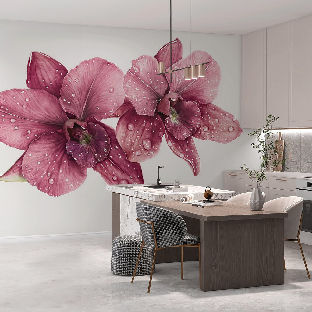 Delicate blooms adorned with droplets