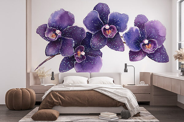 Wall murals Group of purple flowers (SKU: w03165) Wall murals Wall murals Group of purple flowers (SKU: w03165)