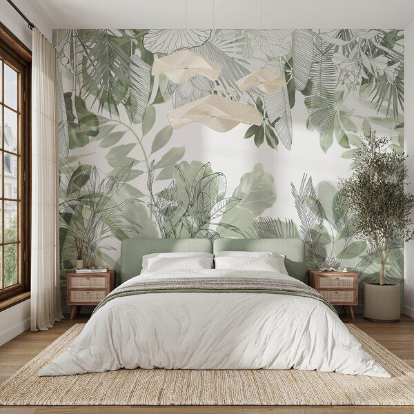 Wall murals Botanical beauty in soft greens (SKU: w08823) Wall murals Wall murals Botanical beauty in soft greens (SKU: w08823)