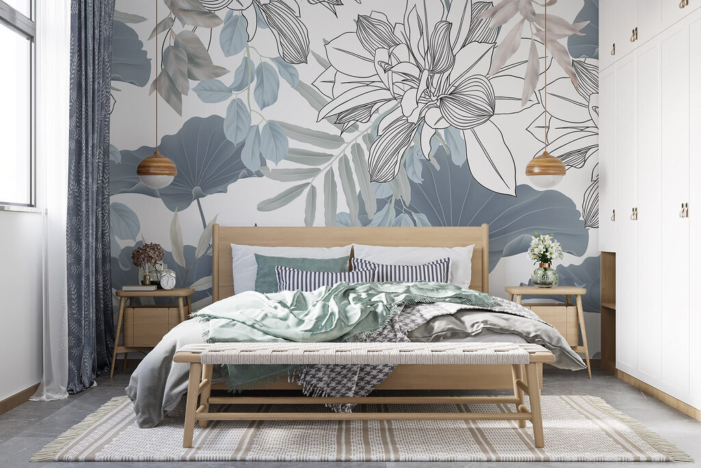 Floral pattern with leaves and flowers