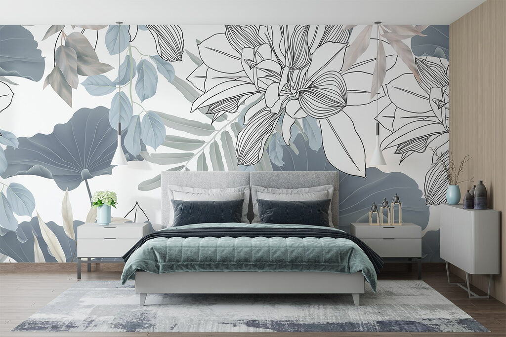 Floral pattern with leaves and flowers