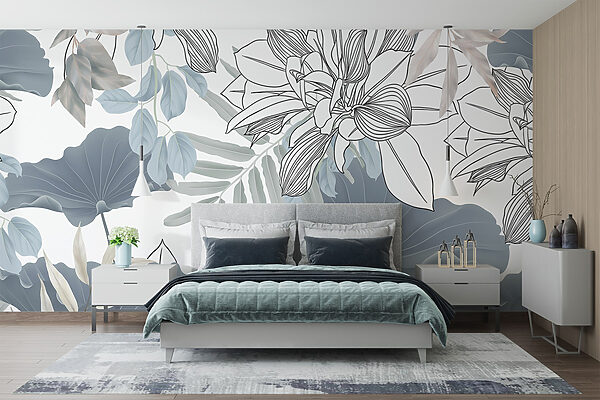 Floral pattern with leaves and flowers Floral pattern with leaves and flowers
