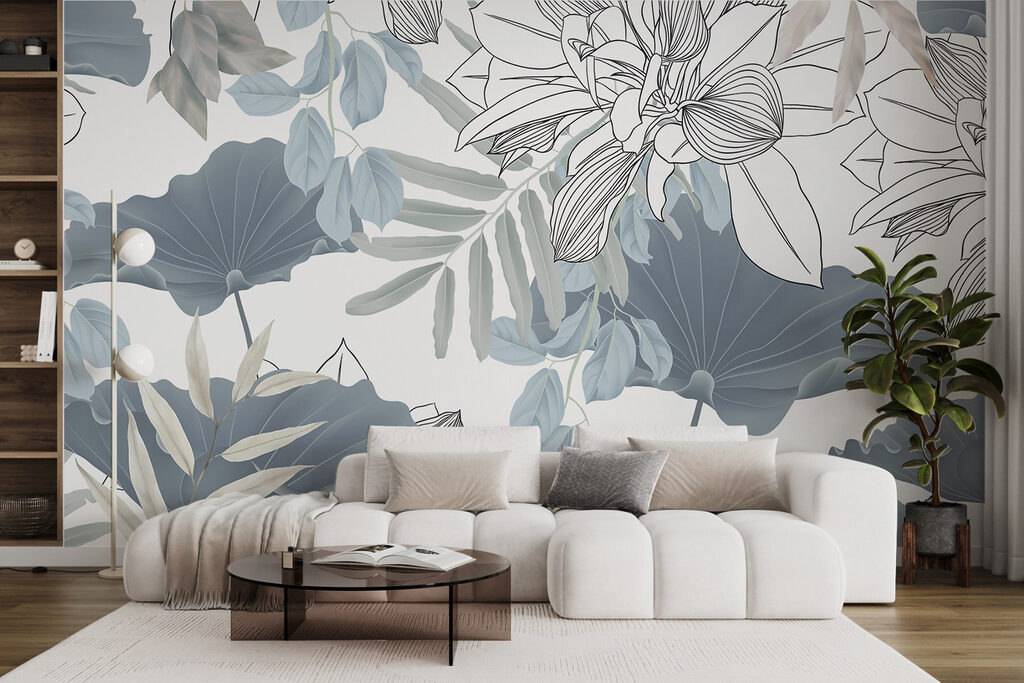 Floral pattern with leaves and flowers