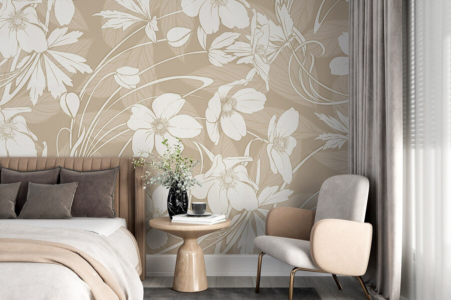 Wall murals Delicate floral patterns in soft tones