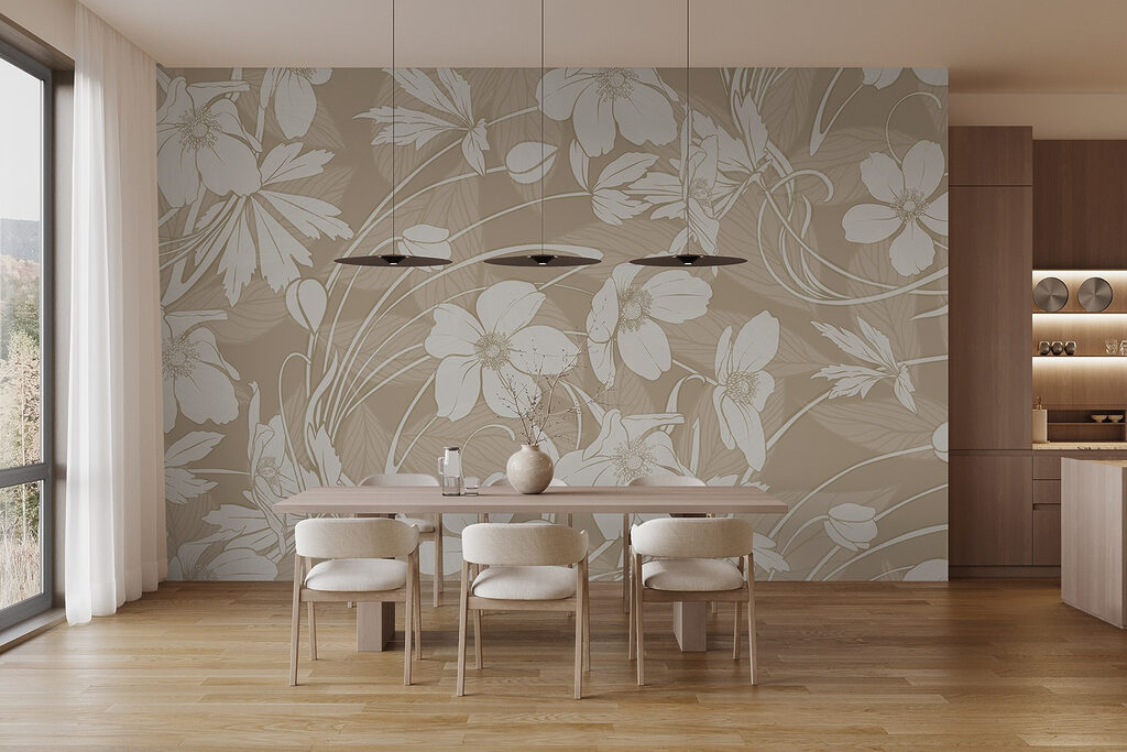 Delicate floral patterns in soft tones