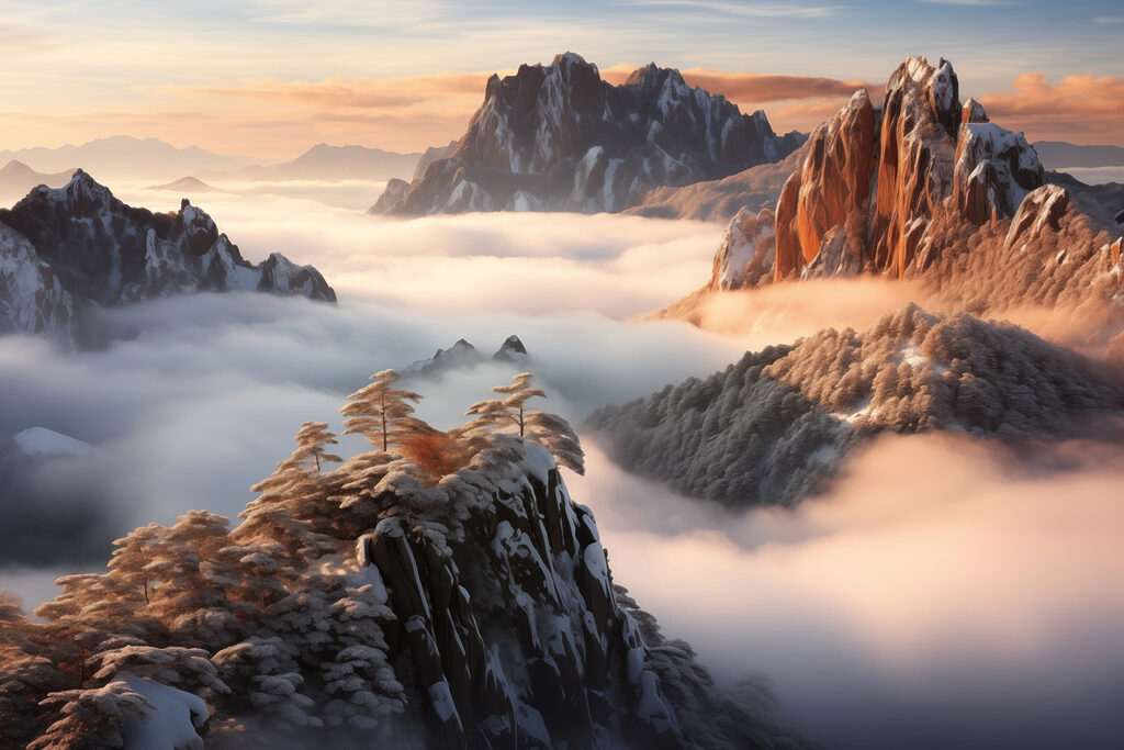 Mountain range with snow and clouds Mountain range with snow and clouds