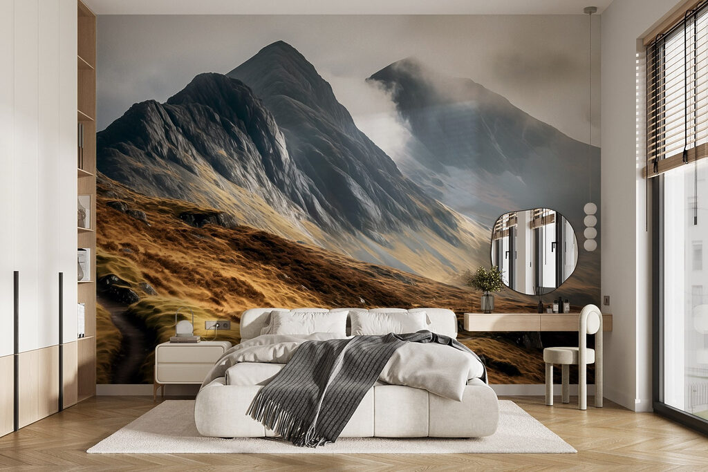 Mountain range with clouds