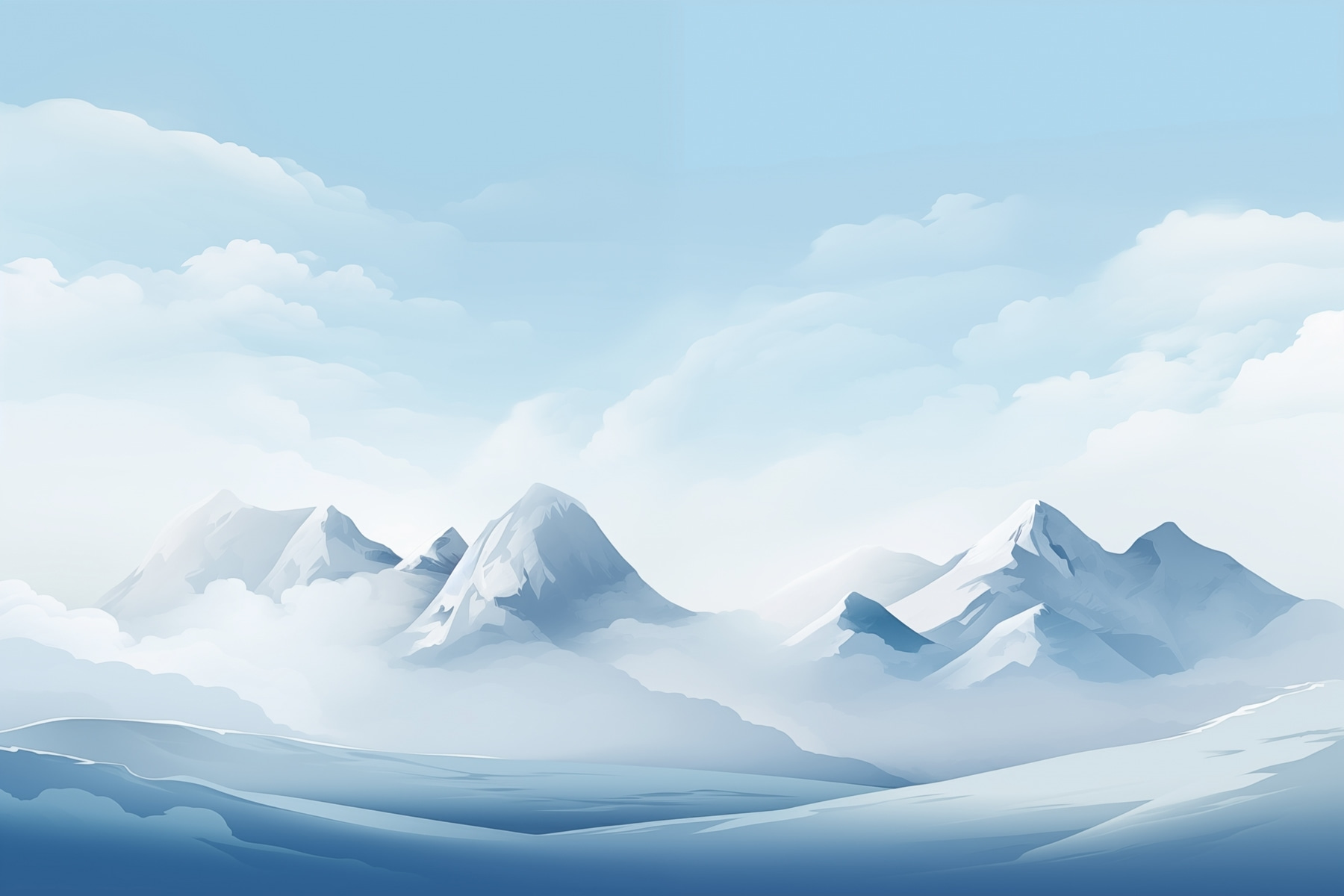 Snowy mountain range with clouds