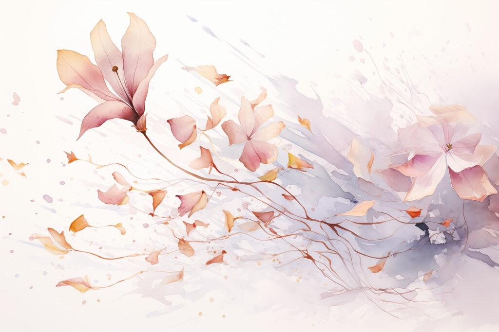 Watercolor of flowers and leaves