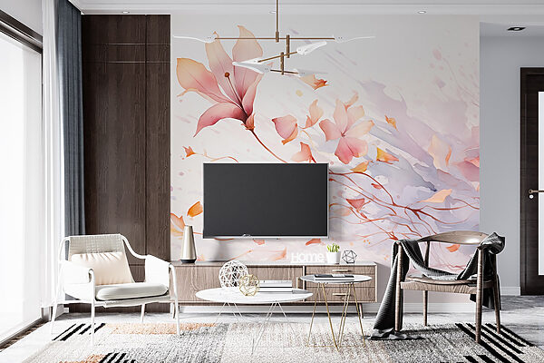 Watercolor of flowers and leaves