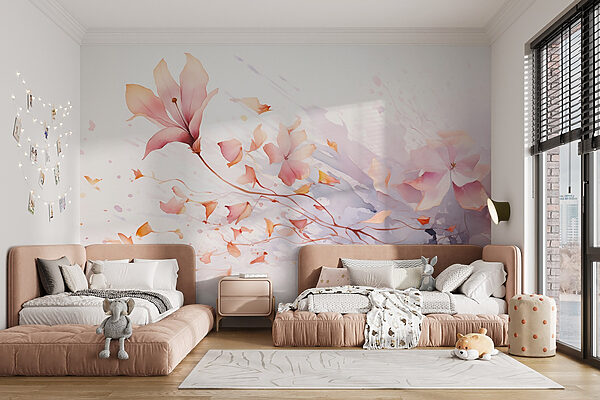 Watercolor of flowers and leaves