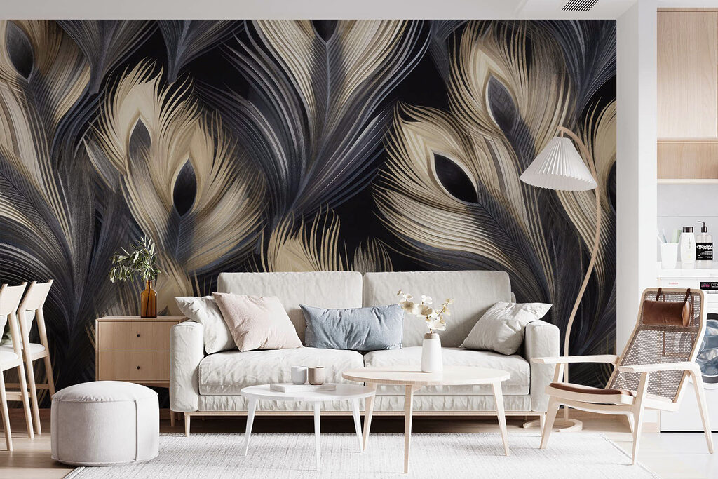 Elegant feathery pattern on dark background