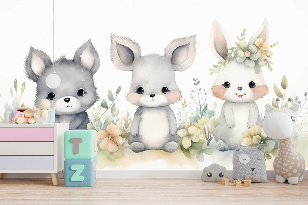 Group of animals with flowers
