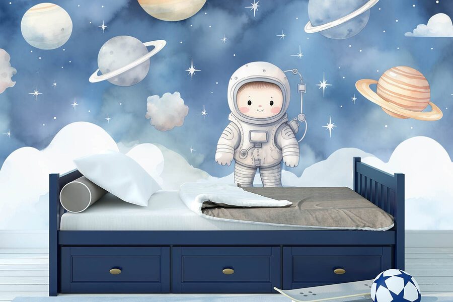 Cartoon of a child in space Cartoon of a child in space