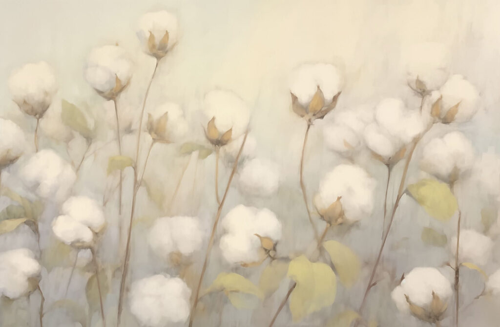 Painting of cotton flowers Painting of cotton flowers