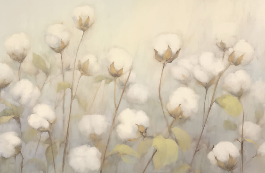 Painting of cotton flowers Painting of cotton flowers
